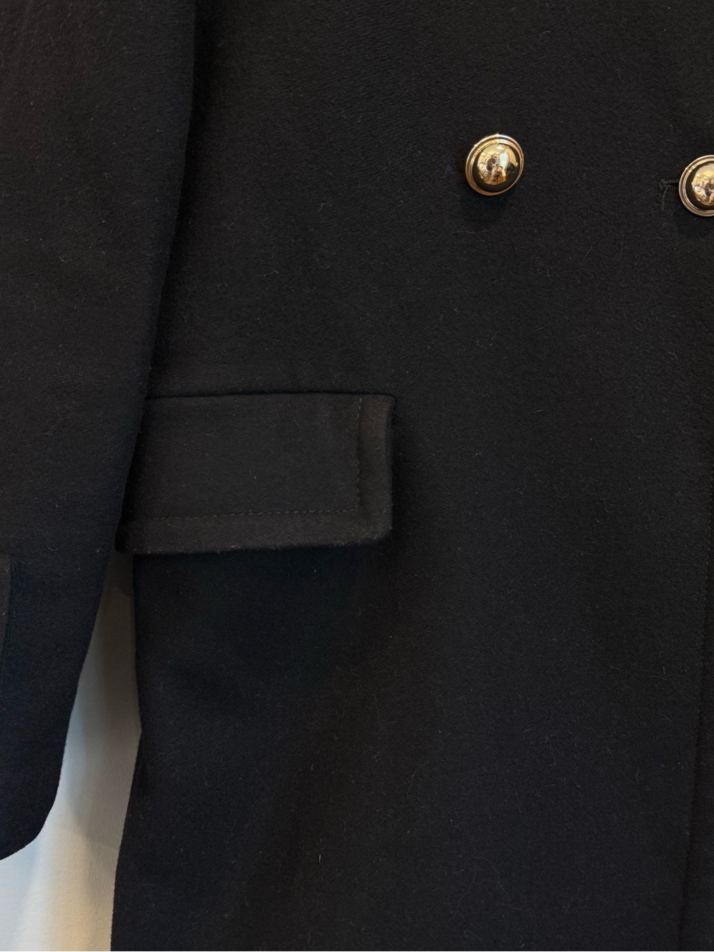 MNG Mango Women’s Black Italian Wool Double Breasted Military Officer Coat Small - Picture 8 of 11